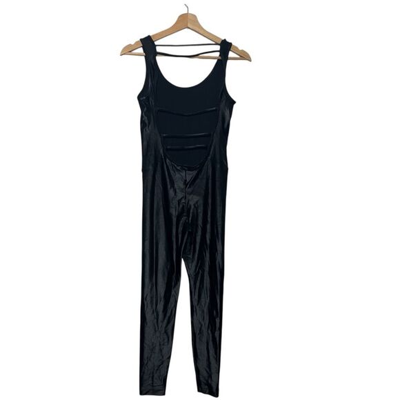 KORAL Jet Infinity Jumpsuit Women’s Size Medium Black Strappy Back Glossy - Picture 3 of 10